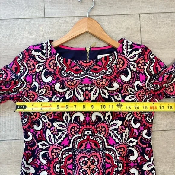 ELIZA J vibrant damask print sheath mini dress with back zipper size 2 petite - Picture 8 of 11